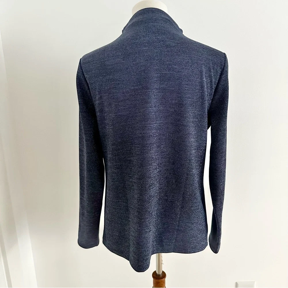 Ann Taylor Navy Sparkle Mock Turtleneck Long Sleeve Size Large